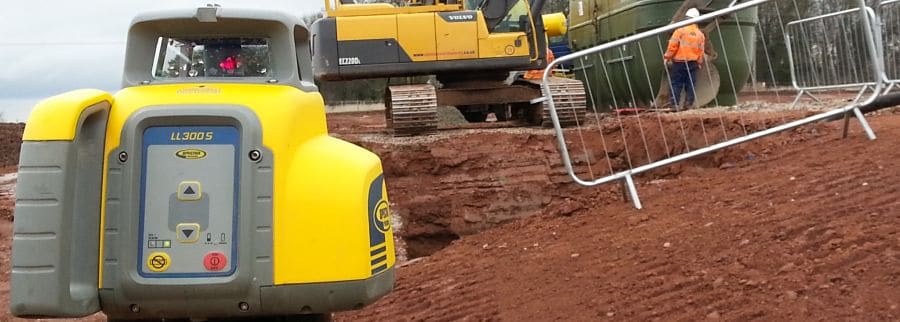 Spectra Physics LL 300 S Rotating Laser Level providing level information on site for a waste tank installation